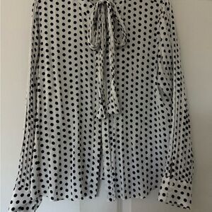 Express White Long Sleeve Tie Front Blouse